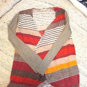 Flamingo Urban Gray Multi Patterned Cardigan, Size Medium